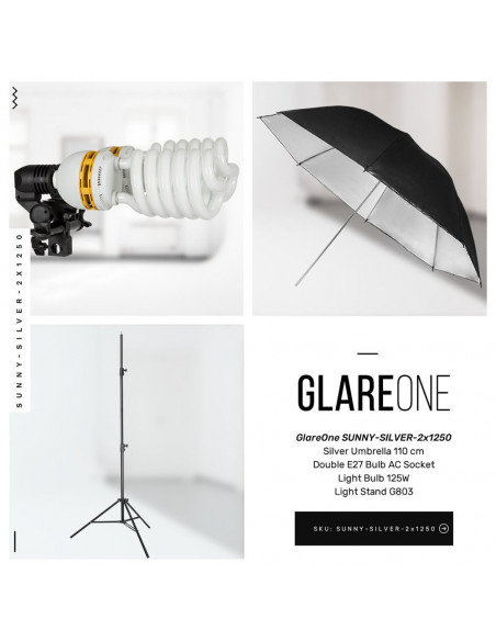 GlareOne Continuous Light Kit SUNNY SILVER-2x1250