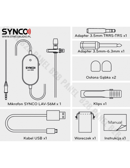 Synco S6M mikrofon krawatowy z odsłuchem