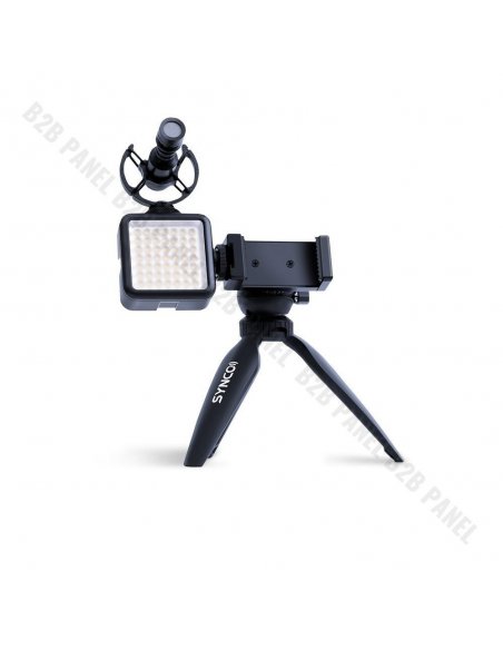 Synco Vlogger Kit 2 zestaw mikrofon M1S, lampa LED, uchwyt MOBILE, statyw