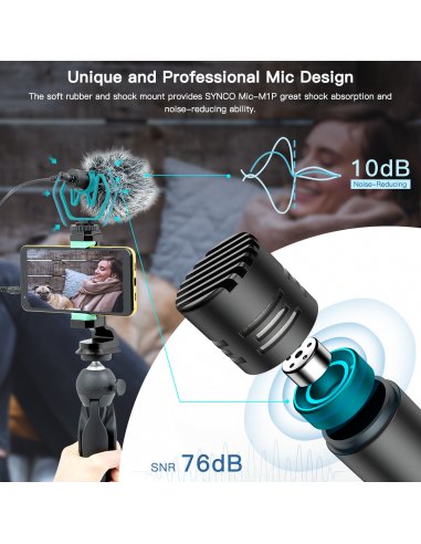 Synco M1P mikrofon nakamerowy + mini statyw +...