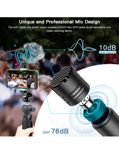 Synco M1P mikrofon nakamerowy + mini statyw +...