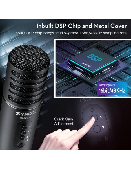 Synco V1 USB Microphone with Monitor - Condenser