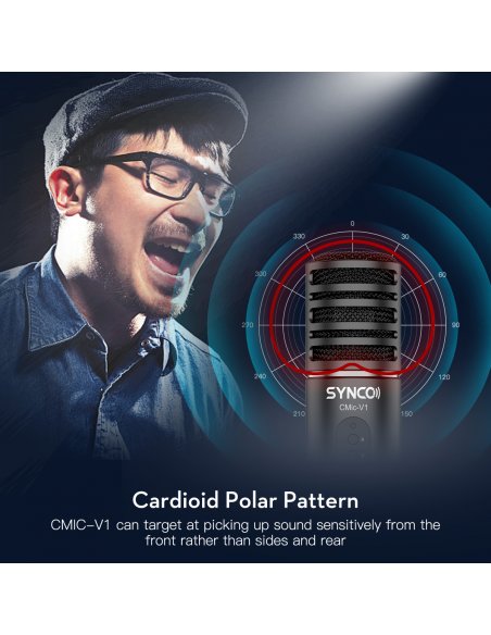Synco V1 mikrofon USB z odsłuchem - pojemnościowy
