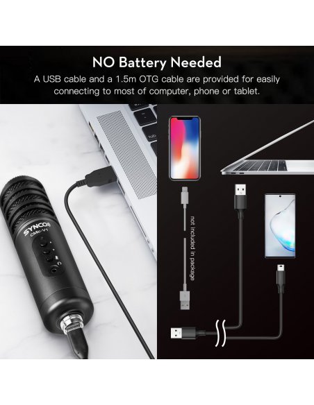 Synco V1 mikrofon USB z odsłuchem - pojemnościowy