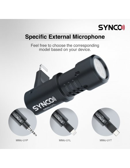 Synco U1P Plug in Microphone for Phone / Tablet - TRRS 3.5mm