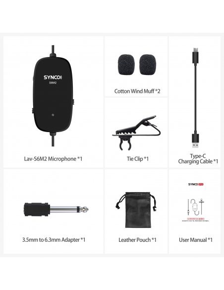 Synco S6M2 lavelier microphone with monitor and LowCut filter