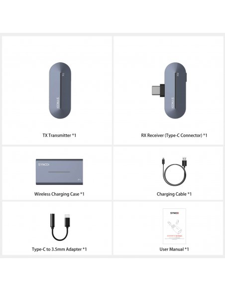 Synco P1T wirelles system USB-C grey-blue